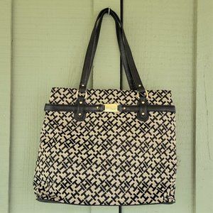 New TOMMY HILFIGER Signature Black TH Print Tote Bag